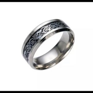 Titanium Celtic Dragon Ring sz10